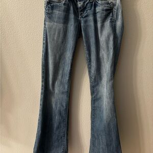 William Rast Ultra Low-rise Faded Blue Flare Jeans